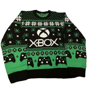 Microsoft Xbox Ugly Christmas Jumper Sweater Men’s Size 2XL Black & Green Gamer